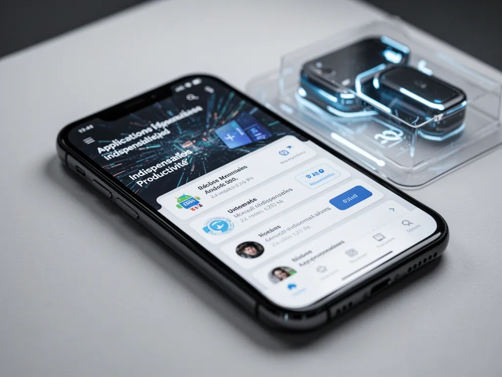 Écran de smartphone Android affichant plusieurs applications de productivité