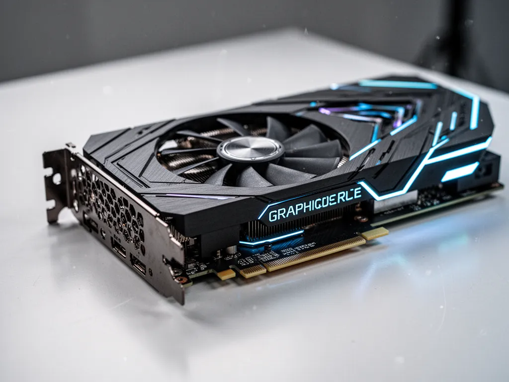 Schéma simplifié montrant un GPU sur une carte graphique avec mémoire et ventilateurs