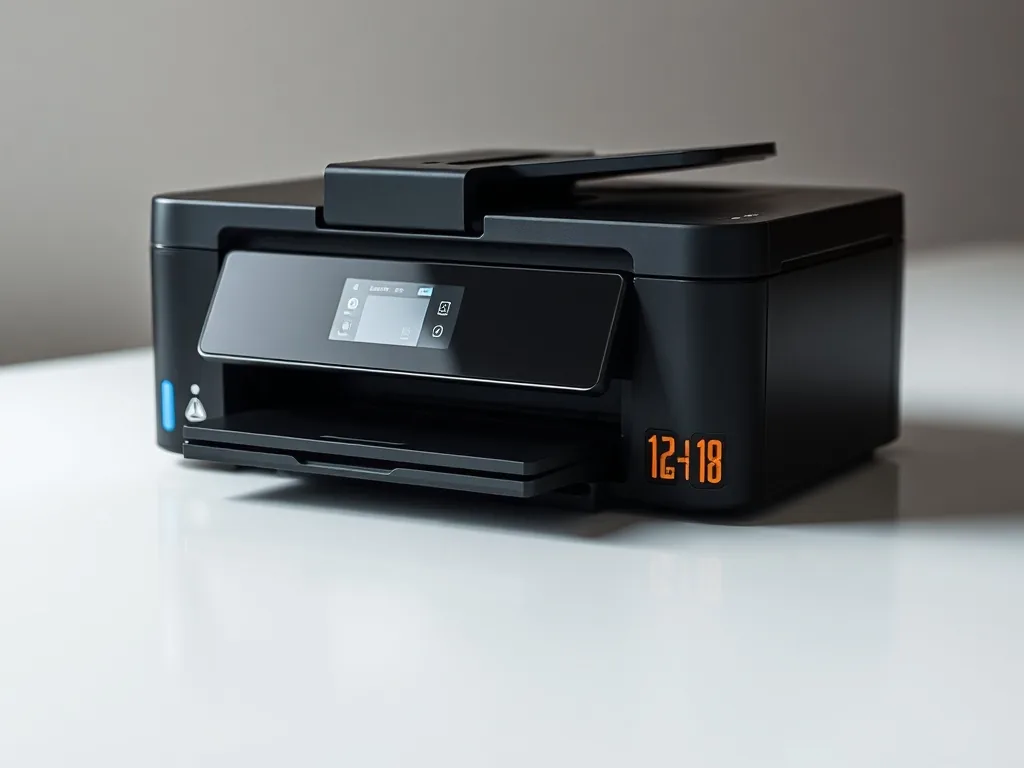 Gros plan sur une buse d'impression d'une imprimante Epson avec de l'encre noire séchée autour.