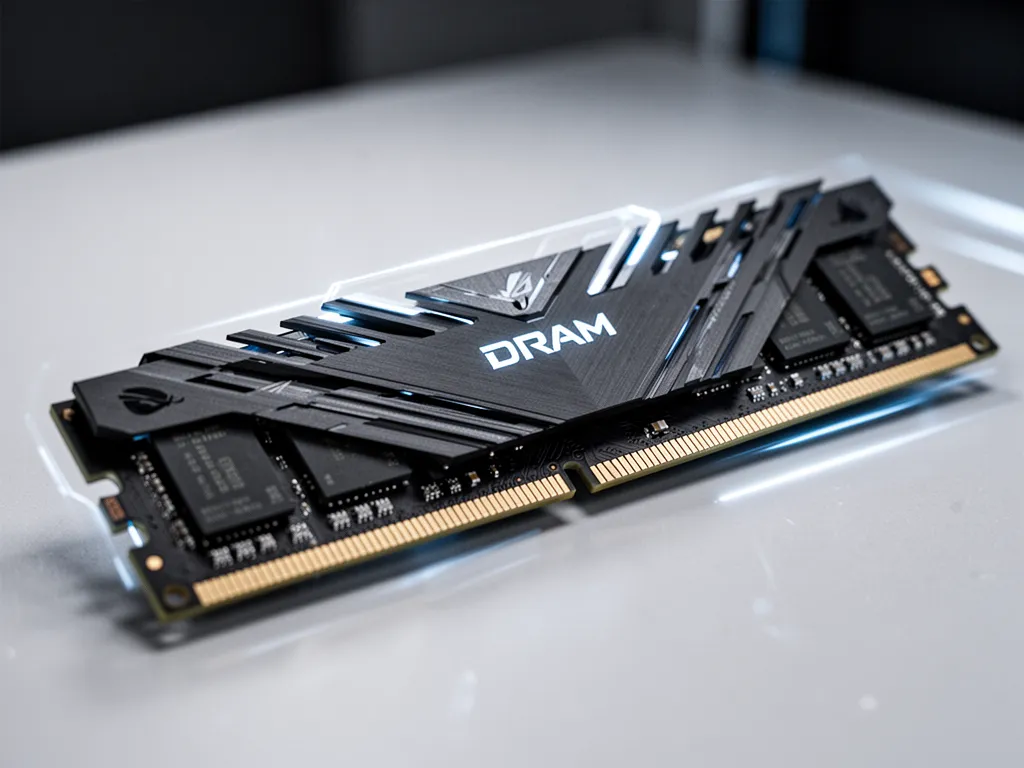 Schéma simplifié d'une barrette de mémoire DRAM et d'un circuit de condensateurs