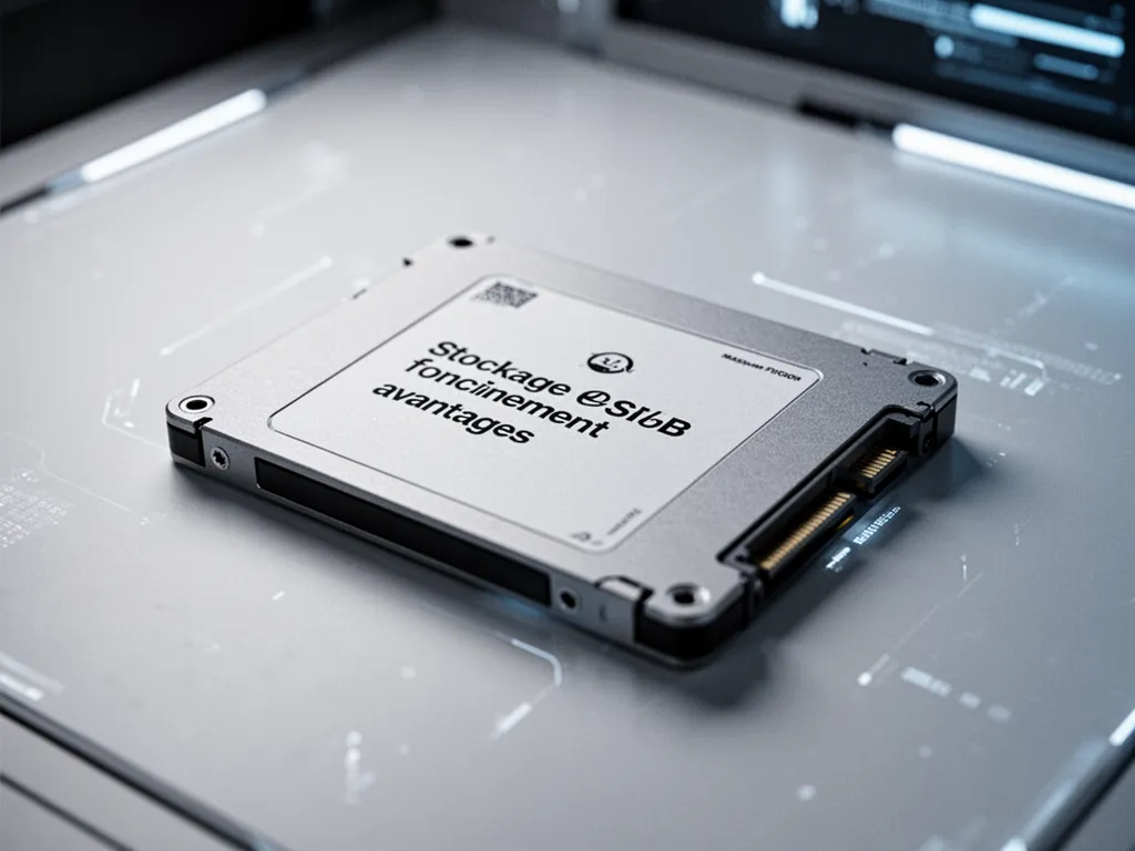 Gros plan sur un module SSD M.2 installé sur une carte mère
